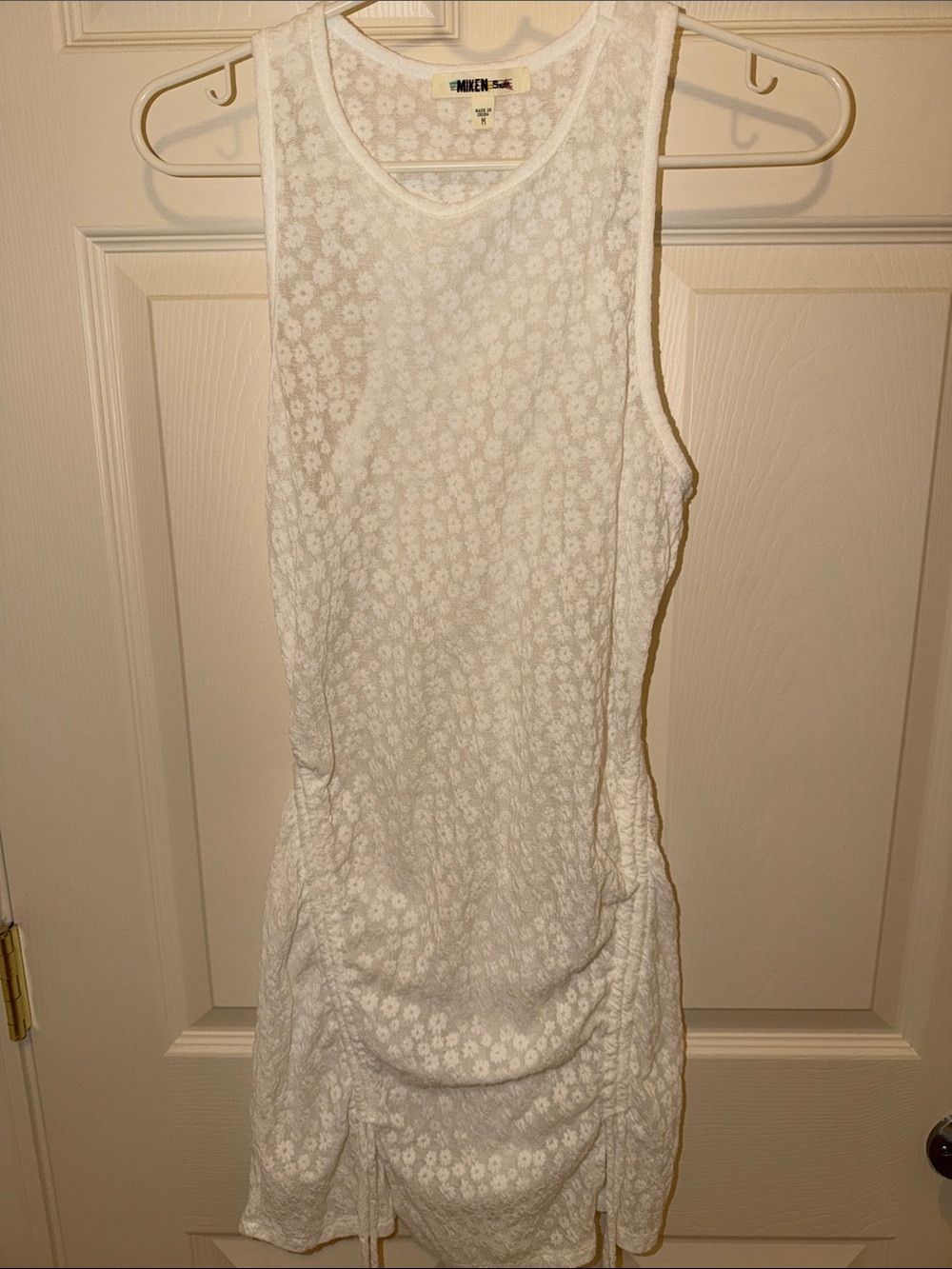 Miken White Floral Lace Sleeveless Tank Dress